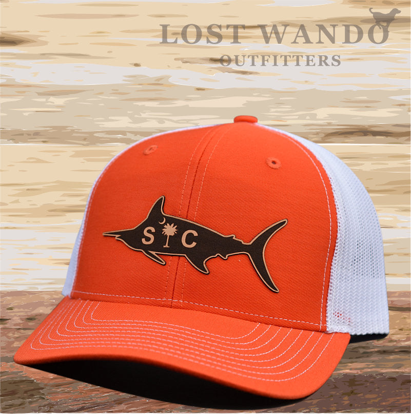 Load image into Gallery viewer, SC Marlin Etched Leather -Orange White Lost Wando Outfitters - Lost Wando Outfitters
