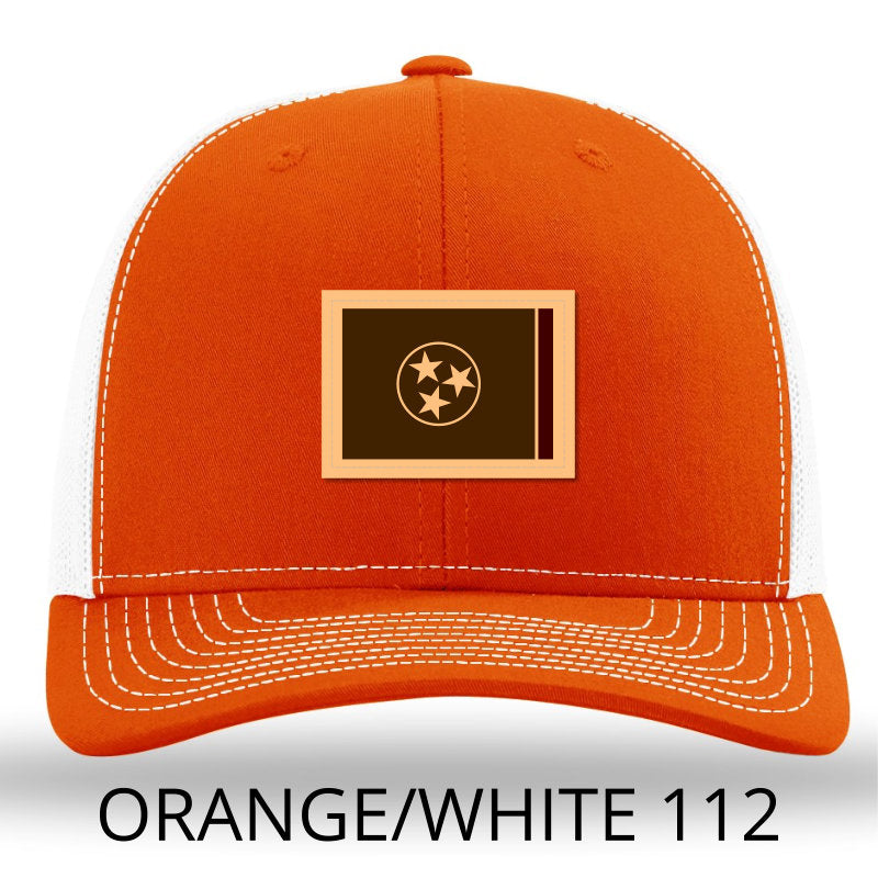 Tennessee Flag Leather Outline Patch Hat Orange-White Richardson 112 - Lost Wando Outfitters - Lost Wando Outfitters