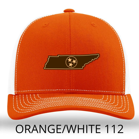 Tennessee Etched Leather Outline Patch Hat -Orange - White Richardson 112 - Lost Wando Outfitters - Lost Wando Outfitters