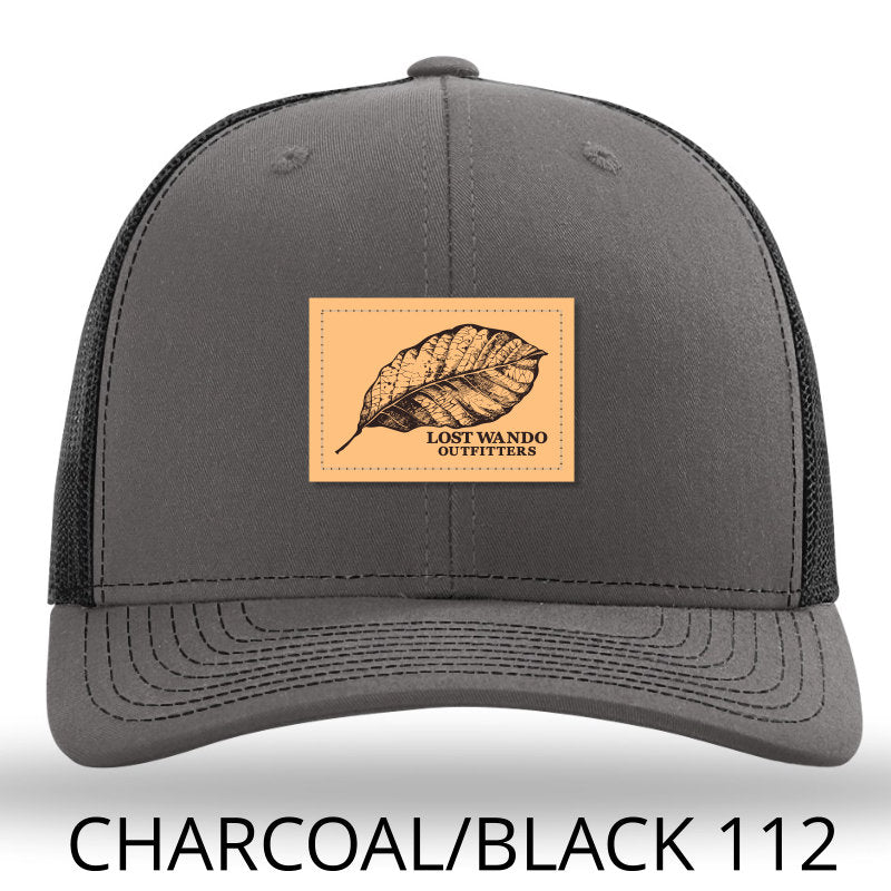 Tobacco Leaf Leather Patch Hat -Charcoal-Black - Lost Wando Outfitters