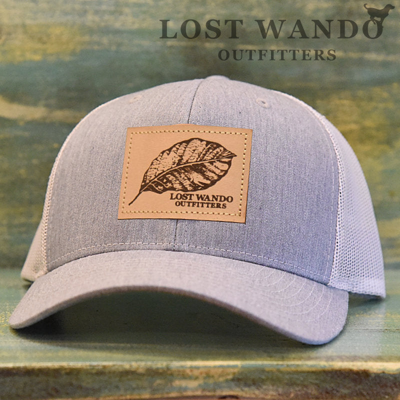 Tobacco Leaf Leather Patch Hat -Heather Grey-Light Grey - Lost Wando Outfitters