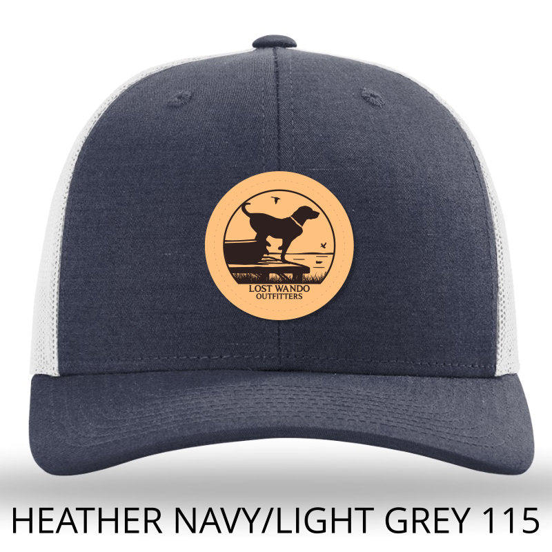 Wando Ready to Go Heather Navy-Light Grey Leather Patch Hat Lost Wando Outfitters - Lost Wando Outfitters