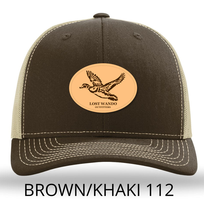 Load image into Gallery viewer, Wood Duck Brown-Khaki Leather Patch Richardson 112 Hat Lost Wando Outfitters - Lost Wando Outfitters

